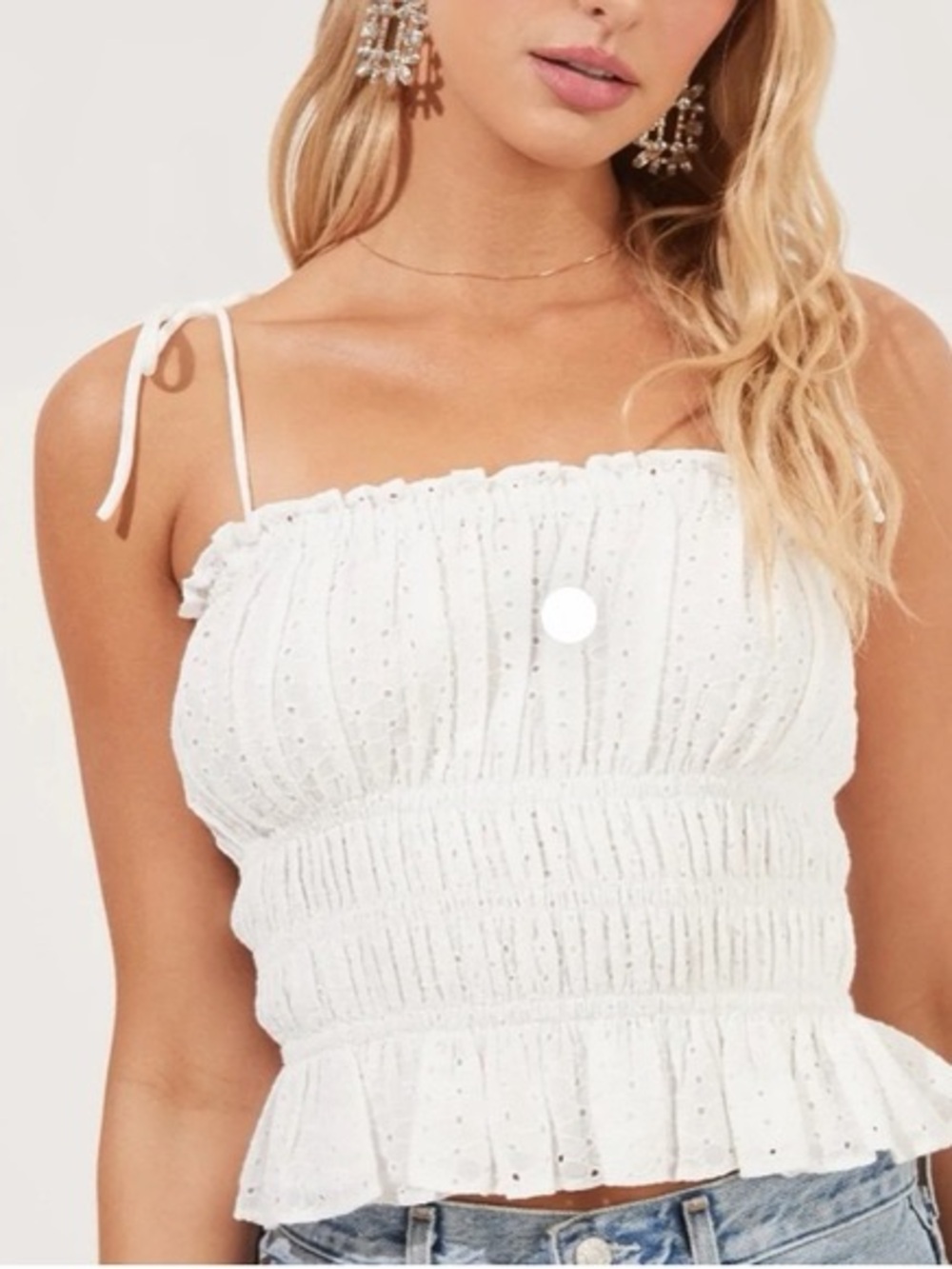 ASTR The Label 100% Cotton Eyelet Tank Top Small